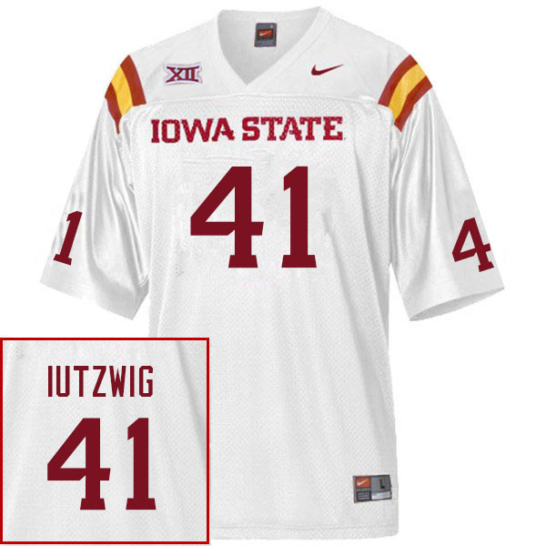 Iowa State Cyclones Men's #41 Drew Iutzwig Nike NCAA Authentic White College Stitched Football Jersey CC42L52GG